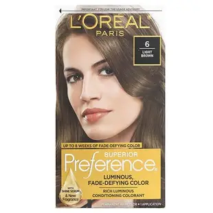 [iHerb] L'Oréal 優選系列不褪色亮澤染髮劑，自然色，6 淺棕色，1 次裝