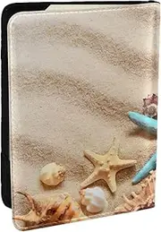 [JEJEA] Shells on The Beach Print Travel Organizer Credit Cards Case Passport BookPassport Holder Cover Wallet forTraveling,, Black, One Size