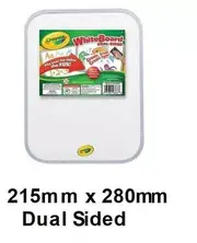 Crayola Double - Dual-Sided Dry Erase A4 Writing Kids Whiteboard 280 x 215 B370 with Eraser and Markers