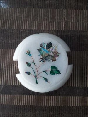 Marvelous Marble Inlay Tea Coffee Coaster Set Kitchen table use Home Decor p28