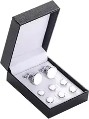 [mifengda] Tuxedo Studs and Cufflinks Set, Mens Cufflinks and Cuff Studs Set Cuff Links Stainless Steel Tux Buttons with Box for Tuxedo Shirts Wedding Business Gift