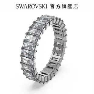 【SWAROVSKI 官方直營】SWAROVSKI 施華洛世奇 Matrix 戒指 長方形切割 灰色 鍍釕-50 交換禮物