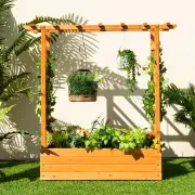 CostwayRaised Garden Bed with Top & Side Trellis for Garden