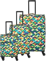 [travelite] 4-Wheel Suitcase Set Soft Shell Sizes L/M/S Campus Series Trolley Set in Multicoloured Design, Hand Luggage Meets IATA Cabin Luggage Dimensions, Multi-Coloured, Trolleyset L/M/S, Soft,
