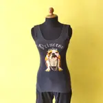 暢銷 HASEYO GIFT SHOP TANKTOP 女士 PRELOVED BULLDOG PRINT 灰色背心女印