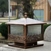 Outdoor Pillar Lamp Garden Post Lights Home Brown Wall Sconce Yard Wall Lighting