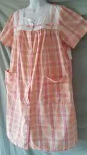 Pink K Pink PEACH Duster Robe Calf Cap Sleeve Pockets Medium 42" BUST