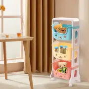 3-Tier Kids Toy Organizer Storage Bin Box Plastic Shelf Rack Playroom Rolling