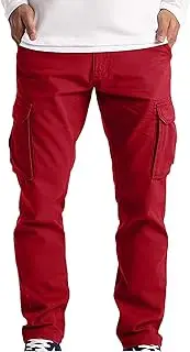 [Maiyifu-GJ] Men's Solid Multi Pocket Outdoor Pants Lightweight Military Army Trousers Casual Loose Straight Leg Cargo Pant