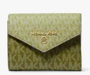 Michael Kors Wallet In Smokey Olive Trifold Envelope Logo Jet Set Charm MSRP $98