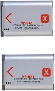 1860mAh NP-BX1 Npbx1 Battery+LED 3 Slots Charger Compatible for ZV-1F DSC-RX100 M6 M7 M5A M3 WX500 HX300 WX350 AS300 AS30V HX60(2Pcs Battery)