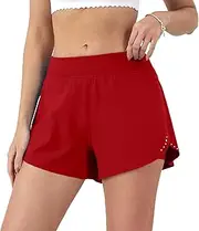 [Aurefin] Women's 2 in 1 Flowy Running Shorts High Waisted Athletic Shorts for Women Lightweight Workout Yoga Gym Shorts