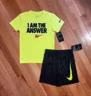NEW Nike Little Boys Dri-fit 'The Answer' Tee & Short Set, Neon Yellow (sz 4, 6)