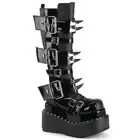BEAR-215 - Black Vegan Leather-Patent Boots