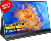 15.6" Portable Monitor, 1080P, USB-C HDMI, Speakers, Gaming Display