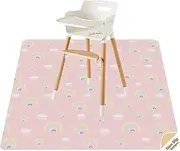 Splat Mat for Under High Chair/Arts/Crafts by CLCROBD, 51"" Baby Anti-Slip Food Splash and Spill Mat for Eating Mess, Waterproof Floor Protector and Table Cloth (Rainbow Pink), CL-SM020