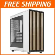 Stylish North Chalk White Mid Tower Gaming PC Case with Oak Front & Glass Panel