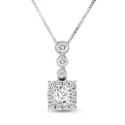 0.5 CT. T.W. Princess-Cut Natural Diamond Frame Antique Vintage-Style Pendant in 10K White Gold