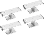 HARFINGTON 4pcs Headphone Stand Holder Adhesive Dual Headset Headphone Stand Hanger Aluminum Alloy Desk Hook Clamp with Adhesive & Screws for PC Gaming DJ Headphones Earphone, Silver Tone