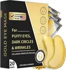 24K Gold Eye Mask, 20 Pairs Eye Patches, Collagen Under Eye Mask, Wrinkle Pat...