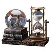 2 In 1 Retro Crystal Ball Hourglass Timer With Light Music Decoration For Desk Cabinet Living Room Home New
