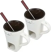 WATIIFUFU Fondue Pot Forks 2 Pack Ceramic Cheese Warmer Electric Fondue Mugs for Chocolate Butter Melting Supplies Easy to Clean