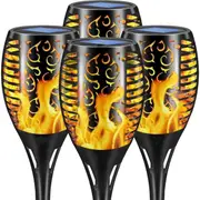 4x Flame Solar Torch Light Waterproof