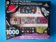 FUN COLORFUL VARIOUS SPACE UFO ROBOT PLANET STICKERS OVER 1000 (9 ROLLS)BOX NEW!
