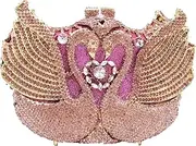[Boutique De FGG] Women Swan Clutch Crystal Evening Bags Wedding Party Dinner Ladies Rhinestone Minaudiere Handbag