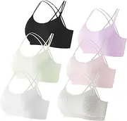 [AIEOE] Girls Bras Girls Sports Bra with Breathable Pads Girls Training Bra Padded Wireless Girls Bra with Removable