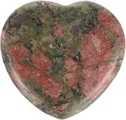 uxcell Natural Heart Shaped Crystal Stone, 1.2 Inch Mini Polished Love Gemstone Crystal, Pocket Rock Engraved Worry Stones for Women Gifts Meditation, Green Pink