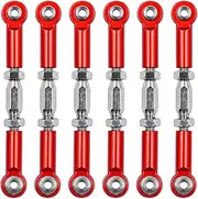 NUZAMAS 6Pcs 71mm Metal Adjustable Shock Absorber RC Car Turnbuckle RC Pull Rod Aluminum Alloy Turnbuckle Rod Linkage Set for 1/10 RC Car Buggy Tourning Car Red