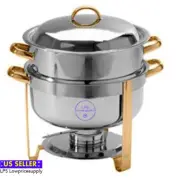 14 Qt. Deluxe Round Gold Accent Soup Chafer