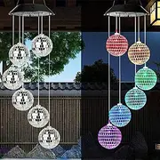 Solar Wind Chime Hanging, Solar Chime Ball Ball, Lights Wind Chimes | Outdoor Solar Hanging Lights Wind Chime for Garden Ornament Disco Ball Lamp for Garden Landscape Pathway Festival Decorati