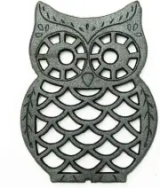 Sungmor Heavy Duty Cast Iron Trivet - Rustproof Lovely Owl Shaped Black-owl
