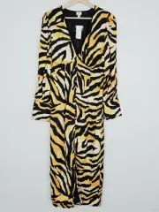 [ RIVER ISLAND ] Womens Button Through Animal Print Midi Dress NEW | Size AU 12