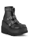 Pleaser Demonia 4 1/2 Inch Wedge Platform Cage Bootie, Back Zip
