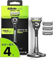 Gillette Labs Equipped with Exfoliating Bar, Main Unit (4 Replacement Blades) + Razor Stand Included, For Men