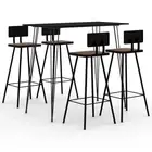5 Piece Bar Set Black Outdoor Furniture Patio Dining Set Garden Bar Table 57829