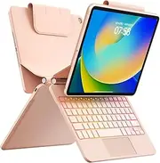 ALIWLHOF for iPad 9th Generation Case with Keyboard,Magic Magnetic Keyboard Case for iPad 10.2 9th/8th/7th Gen & Air 3,Pro 10.5, Multi-Touch Trackpad - Backlit - Floating Cantilever Stand (Rose Gold)