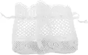 COMPUKAS 2Pcs White Drawstring Bags for Jewelry and Candy Storage Lace Pouches Soft Favor Bags for Wedding Parties Bridal Showers and present Packaging
