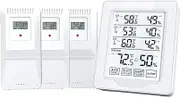 Indoor Thermometer and Humidity 500ft/150m with 3 Remote Sensors and White Backlight Hygrometer Thermometer