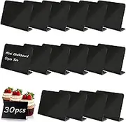 30 Pcs Mini Chalkboard Signs Set, 4"x3" Small L-Shaped Reusable Table Marker for School/Wedding/Birthday/Buffet/Party/Message Boards(Black)