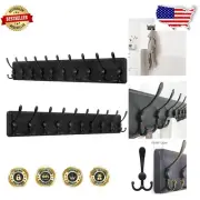 Elegant Rustic Coat Rack with 10 Hooks - Heavy Duty Wall-Mount for Jackets