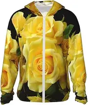 [LHBWCVN] UPF 50+ Light Jacket Full Zip Sun Protection Hoodie for Women Men Long Sleeve Yellow Rose Sun Shirts