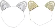 ERINGOGO 2Pcs Cat Ear Headbands for Elastic Lace Hair Bands Soft and Comfortable Accessories for Photoshoots and Everyday Wear