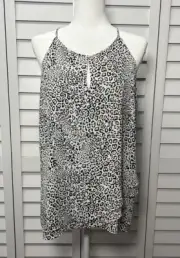 Tahari Leopard Print Halter Layered Keyhole Sleeveless Top Size Medium NWT