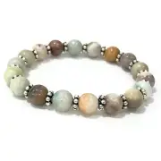 Natural "Multi Amazonite" Gemstone Round Beaded Chakra Stretchable Bracelet 7.5"