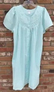 Women’s Miss Elaine Snapfront Seersucker Patio Dress/Robe Size Medium