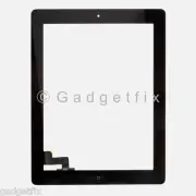 Black Front Panel Touch Screen Digitizer Glass + Home Button Adhesive for iPad 2